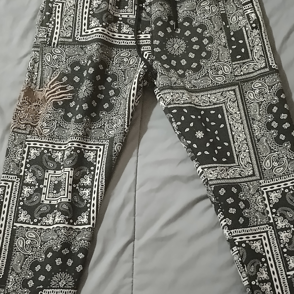 Bruce Lee Black and White Paisley Sweatpants